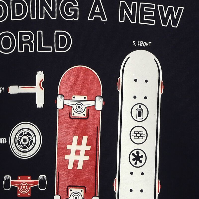 Boys Black Printed Round Neck T-Shirt image number 2